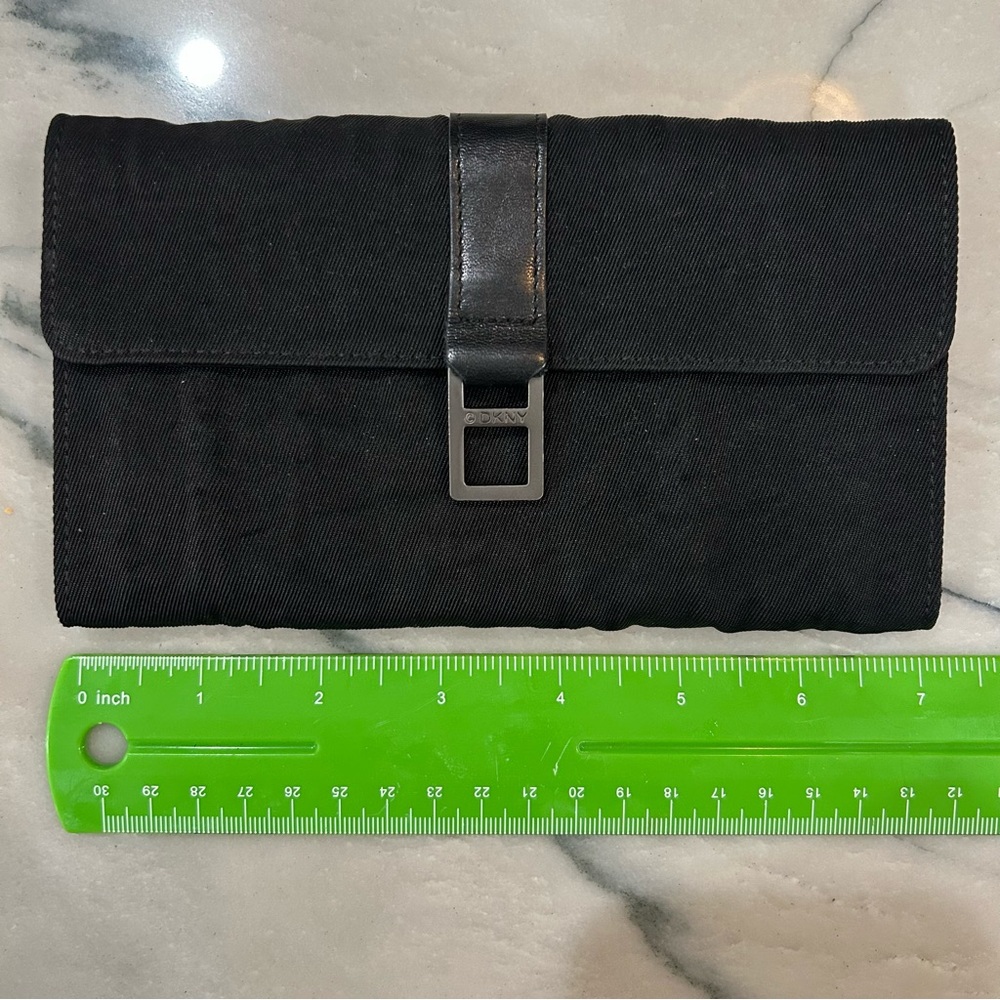 DKNY Black Twill & Leather Vintage Wallet Clutch – Y2K Era - Picture 11 of 12
